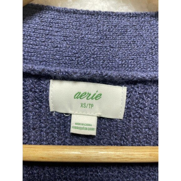 Aerie XS Women's Blue Button-Up Cardigan Sweater with Pockets Balloon Sleeve - Picture 7 of 9